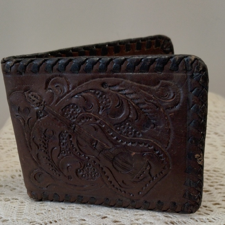 Vintage Brown Leather Card Holder Bifold Wallet